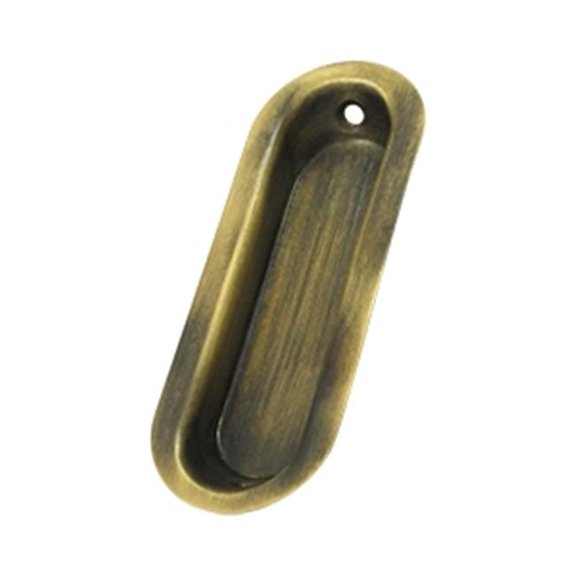 3.5 x 1.25 x 0.31 in. Oblong Flush Pull, Antique