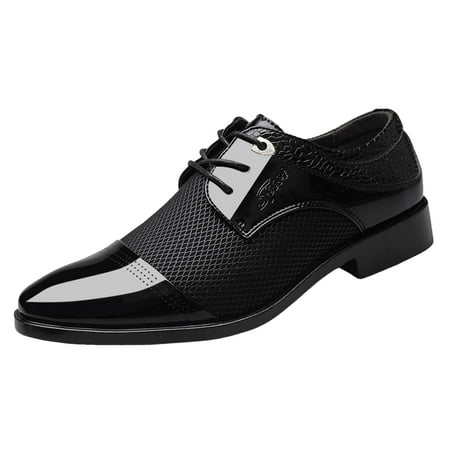 IUJSOY Men s Cap Toe Oxfords Patent Tuxedo Dress Shoes Classic Lace up Formal Shoes Black 12