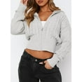 thumbnail image 5 of Zip Up Sweatshirts for Women Casual Outfits Cardigan Outerwear Trendy Winter Jackets Coat Grey XL, 5 of 8