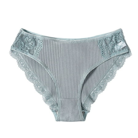 

Women S Lace Brief Rib Design Low-Waist Underwear Breathable Cotton Fabric Panties For Teens Adults