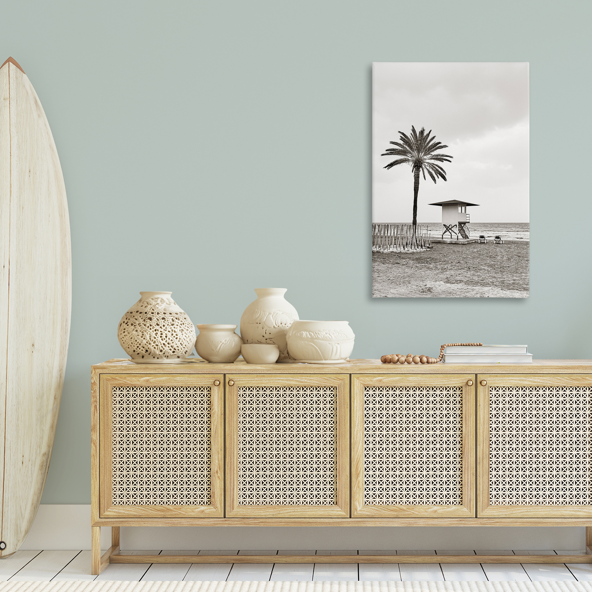 Stupell Industries Lifeguard Tower & Palm Landscape & Nature Photography Wrapped Canvas Art Print Wall Art, 30 x 45
