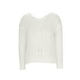 thumbnail image 6 of Womens Fall Sweaters 2026 Casual Long Sleeve Knit Crewneck Hollow Out Backless Lace Patchwork Soft Pullover Sweater Tops (M, White), 6 of 9