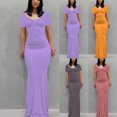 thumbnail image 1 of Gspmoly Robe pour Femme, Robe d'Été Décontractée pour Femme à Col Rond, Manches Courtes, Unie, Robes de Vacances pour Femme jusqu'à 60 % de Rabais, 1 of 4