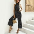 thumbnail image 3 of Oplxuo Women's Summer Halter Ploka Dots Jumpsuits, Dressy Casual Sleeveless Wide Leg Rompers One Piece Vacation Outfits, 3 of 5