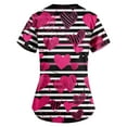 thumbnail image 2 of Valentines Day Print Scrub Tops Women Love Heart Printed V-Neck Breathable Scrub Tops Short Sleeve Professionals Soft Stretch T-Shirts with Pockets hot pink 3X-Large, 2 of 3