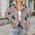 thumbnail image 3 of Jackets for Women Winter Coat Jackets Flannel Stand Collar Jacket(Pear Floral Pattern Print,Size:S-4XL), 3 of 7