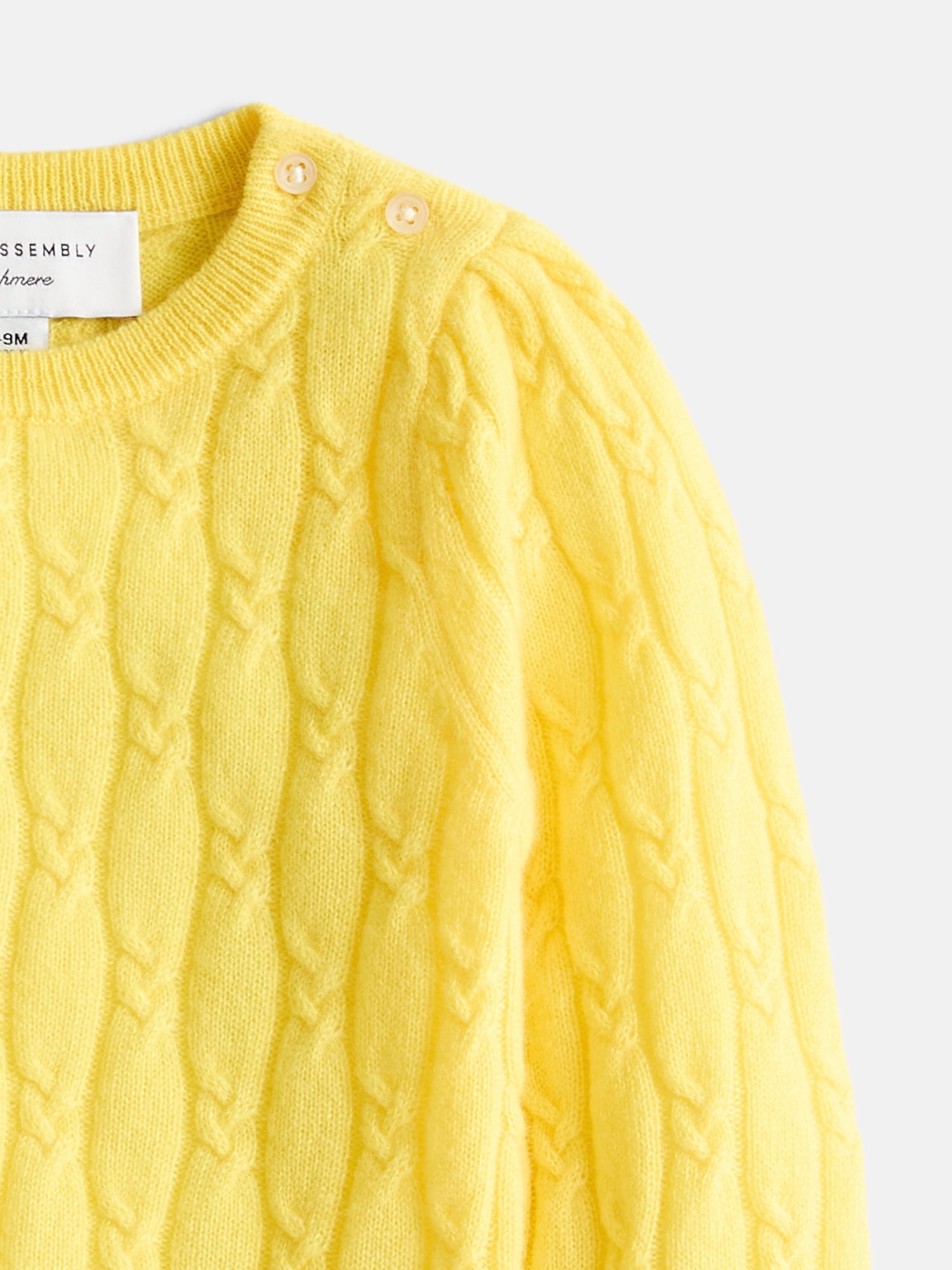 Free Assembly Baby Girls' Cashmere Cable Knit Sweater with Puff Sleeves, Sizes 6/9M-18M