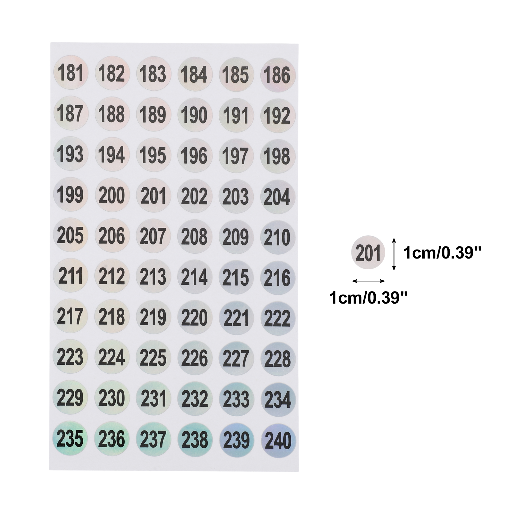 Unique Bargains Consecutive Numbers Gift Stickers 0.39"x0.39" 20Pcs Colorful (181-240)