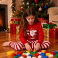 thumbnail image 2 of ELUTONG Girl's Christmas Pajamas，Kids Long Sleeve Santa Claus and Reindeer Sleepwear Sets for 2-12T, 2 of 7