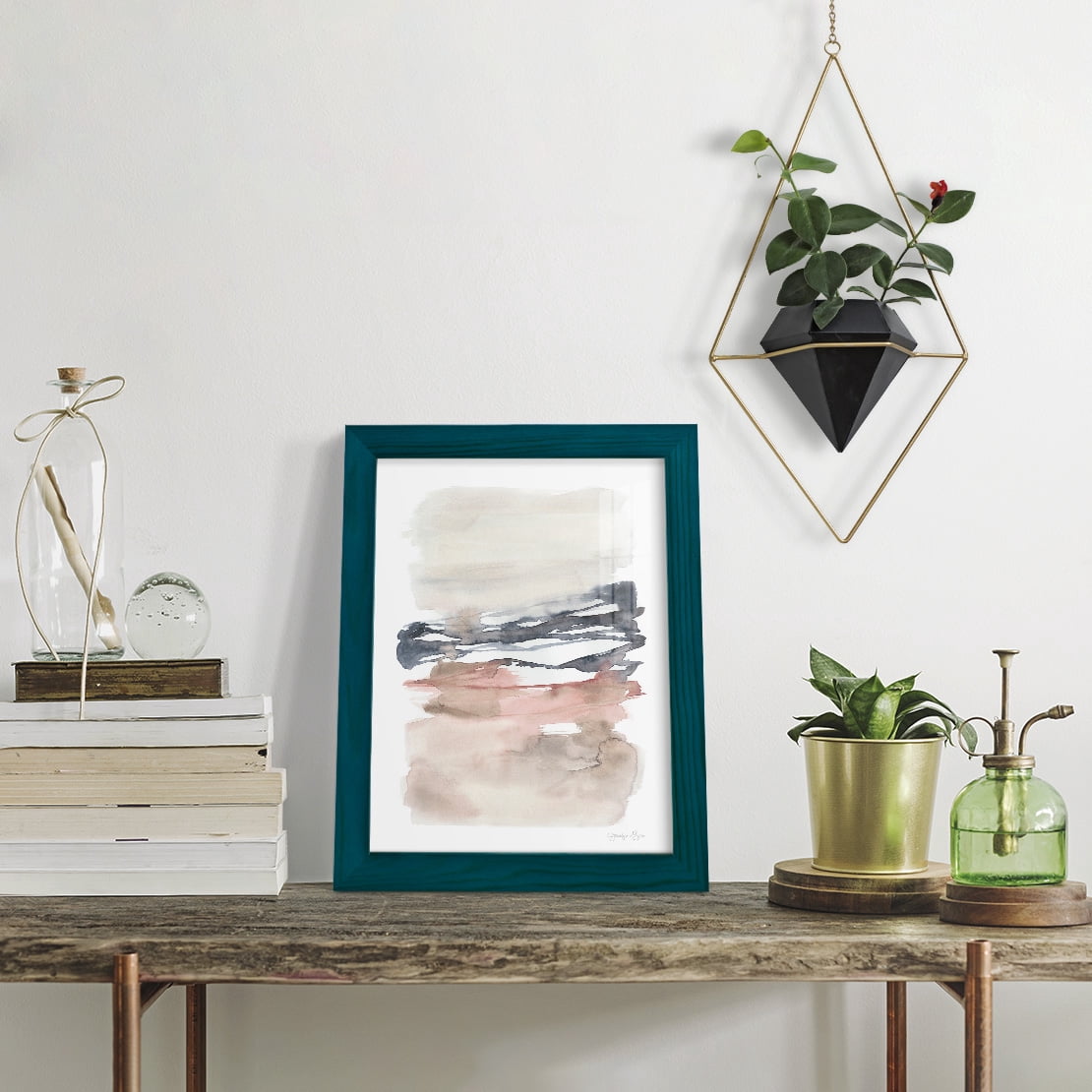 Tiered Horizon Line I -Framed Print w/glass-Ocean Blue