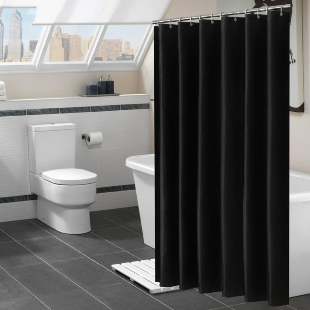 Waterproof Mildew Resistant Fabric Bathroom Shower Curtain Liner with 12 Hooks 