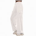 thumbnail image 3 of NIEWTR Girls Casual Cargo Pants with Elastic Waist and Functional Pockets Loose Fit Wide Leg Trousers Y2K Inspired Spring Style（A01-Beige,10-12 Years), 3 of 5