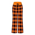 thumbnail image 5 of Women Pajamas Pants Halloween Pumpkin Print Wide Leg Drawstring Palazzo Lounge Pants Holiday Party Sleepwear Outfit Bottoms, 5 of 5