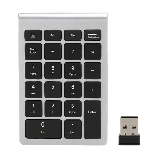 Mini teclado inalámbrico Sincero con teclado numérico RF304 22 teclas USB 2.4G Plata Negro