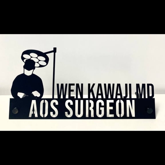 Handmadetneonsign AOS Surgeon Metal Nameplate, AOS Surgeon Desk Nameplate, Desk Name Plate Decor