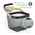 thumbnail image 3 of Simplify Mesh Decorative Storage Basket with Bamboo Handle, Grey, 3 of 7