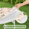 thumbnail image 5 of Round tablecloth with elastic edge, soft polyester fabric, water-resistant, floral design, fits 44-52 inch tables, big size version, 5 of 7