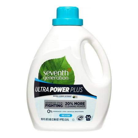Seventh Generation Ultra Power Plus Liquid Laundry Detergent, Fragrance Free, 54 Loads, 95 oz