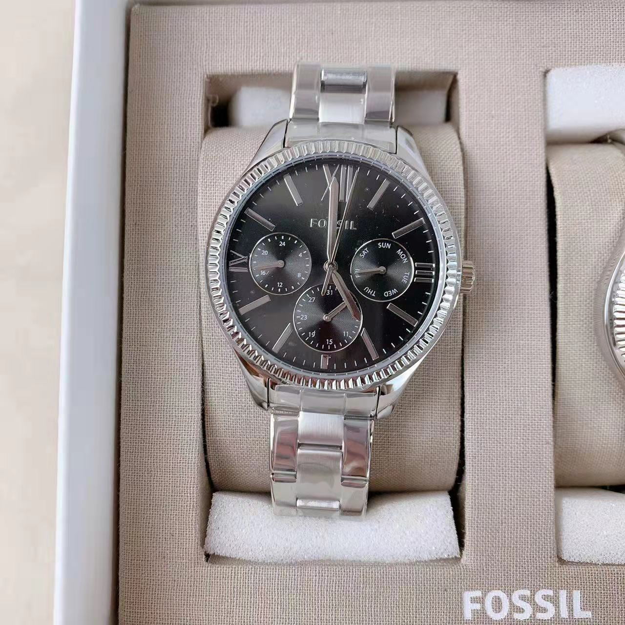 時計 FOSSIL His and Her watch His and Her Chronograph Gold-Tone Stainless Steel Watch Gift