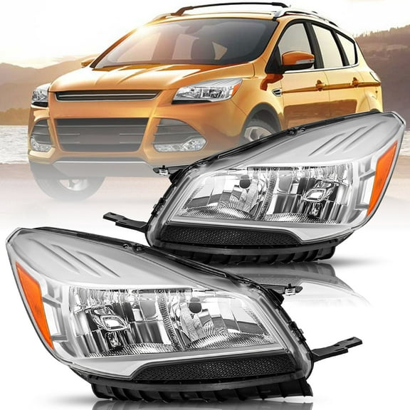 BRYGHT-For 2013 2014 2015 2016 Ford Escape Chrome Housing Headlights Pair LH RH