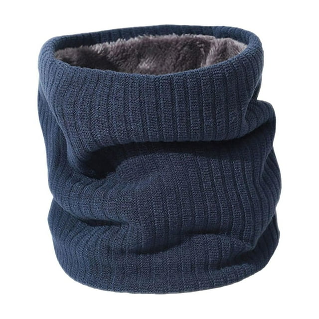 GUOOL Cache-Cou Cache-Cou d'Hiver Foulards Ronds Antipoussière Doublés en Molleton pour la Course par Temps Froid Bleu Marine