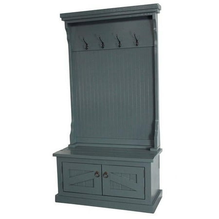 American Heartland 30715AM Rustic Hall Tree Top & Plain Base with 17 in. Storage Bench Aquamarine