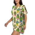 thumbnail image 3 of Womens Pajama Sets With Pocket, Cute Cartoon Cactus Lounge Sets Short Sleeve Sleepwear PJ Sets for Women, 3 of 6