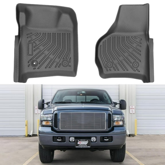 Canvcle Floor Mats Custom Fit Front for 1999-2007 Ford F-250 Super Duty All Weather Floor Liner Durable 1st Row Set Black