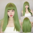 thumbnail image 2 of Pelucas largas y rectas para mujer, cabellera sintética verde aguacate con flequillo, rayita Natural, uso diario, Cosplay, resistente al calor, 2 of 4