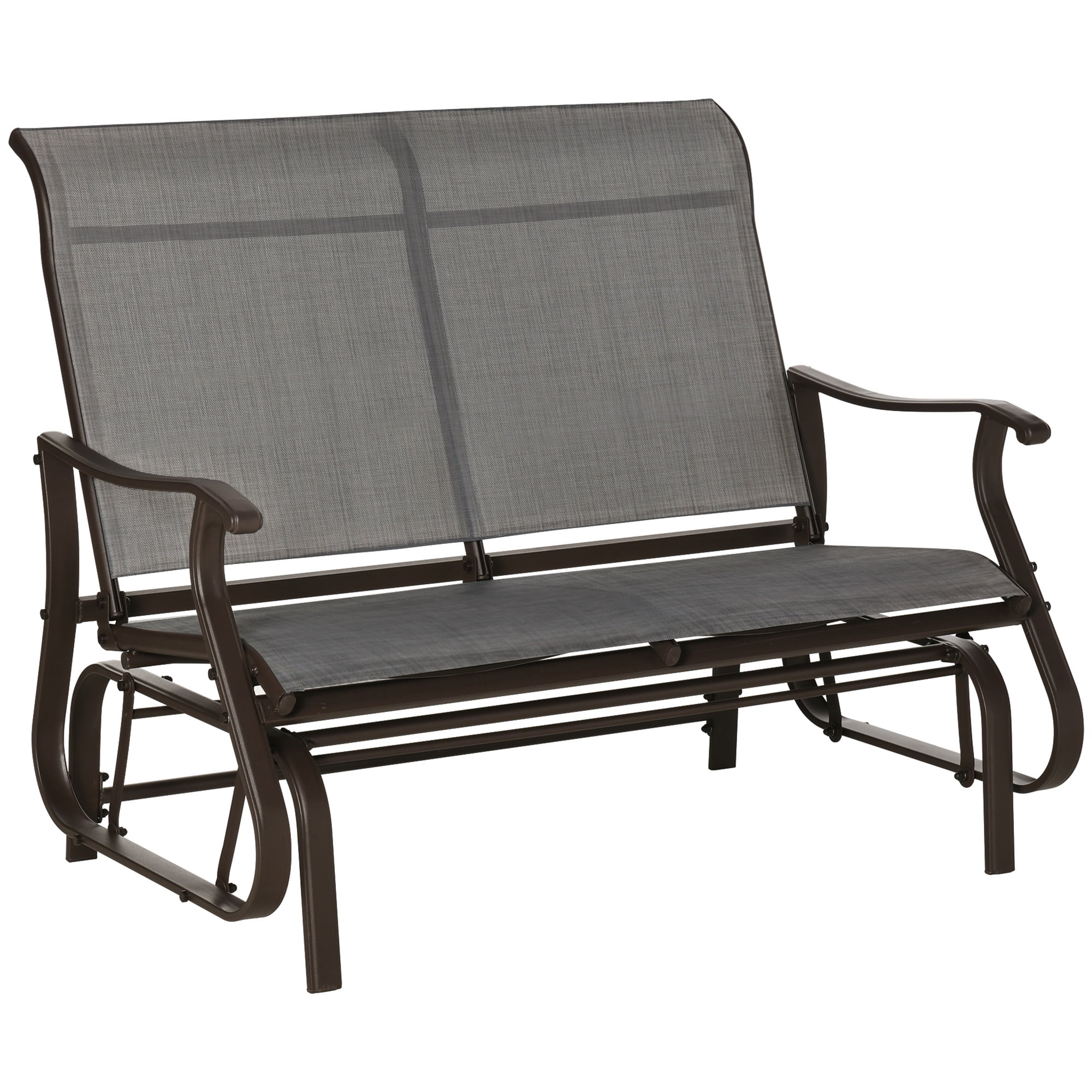 DORTALA 48 Outdoor Patio Swing Glider Bench Chair Loveseat Rocker Lounge Backyard Grey 