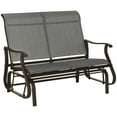 thumbnail image 2 of Outsunny Outdoor Glider Bench with Curved Armrests and Breathable Mesh, Mixed Grey, 2 of 9