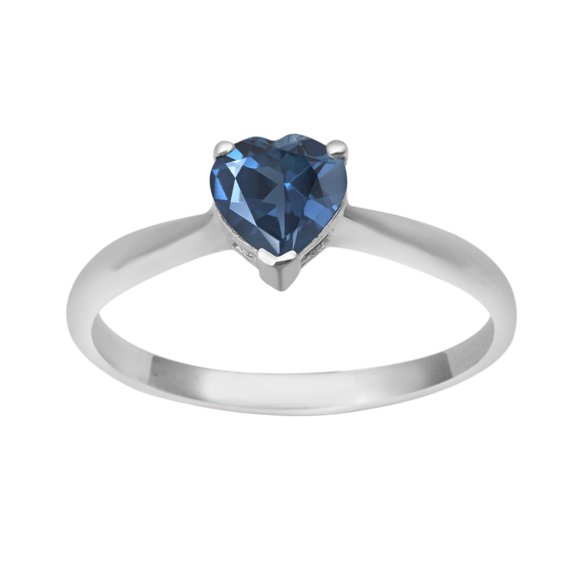 5MM Heart Shape London Blue Topaz 925 Sterling Silver Women Dainty Valentines Day Gifts Ring