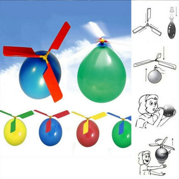 Workhe Funny Balloon Helicopter Flying Outdoor Playing Educational Kids Plastic Balloon Helicopter Flying Toy Children Toys Color Random