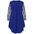 thumbnail image 4 of Fashion Women Casual Plus Size Sheer Lace Sleeve High Low Hem O-Neck Swing Dress 240561, 4 of 5