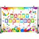 thumbnail image 3 of Fondo de cumpleaños con pintura personalizada, decoración para fiesta de cumpleaños con pintura artística, pancarta de feliz cumpleaños con pintura artística, vestido con salpicaduras de graffiti, 3 of 6