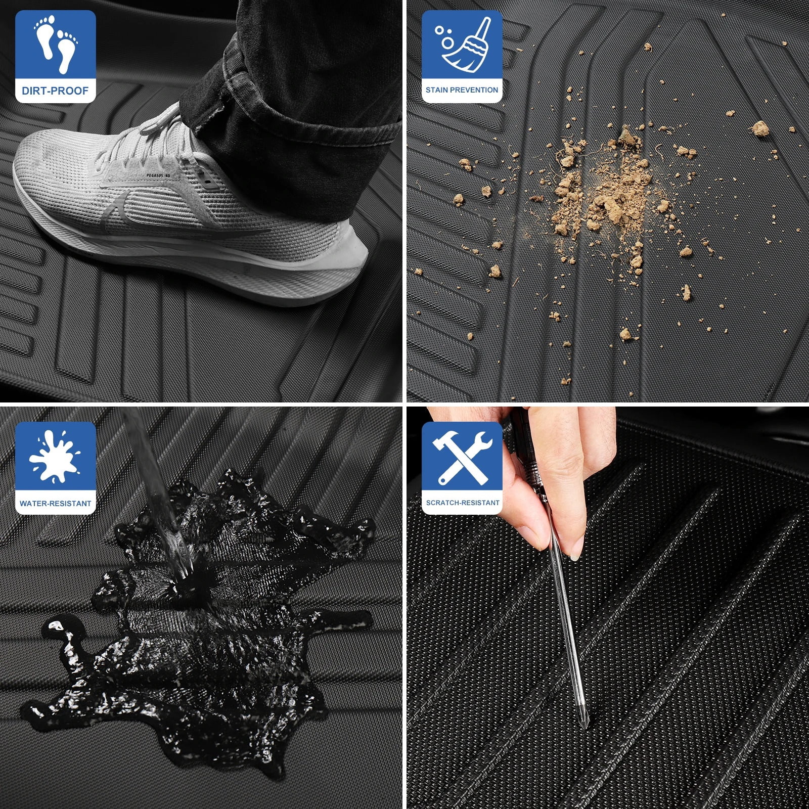 For Tesla Model Y 5seats Launch 2025+ Juniper Car Floor Mats TPE Foot Mat With Door Sill Protective Cover Black