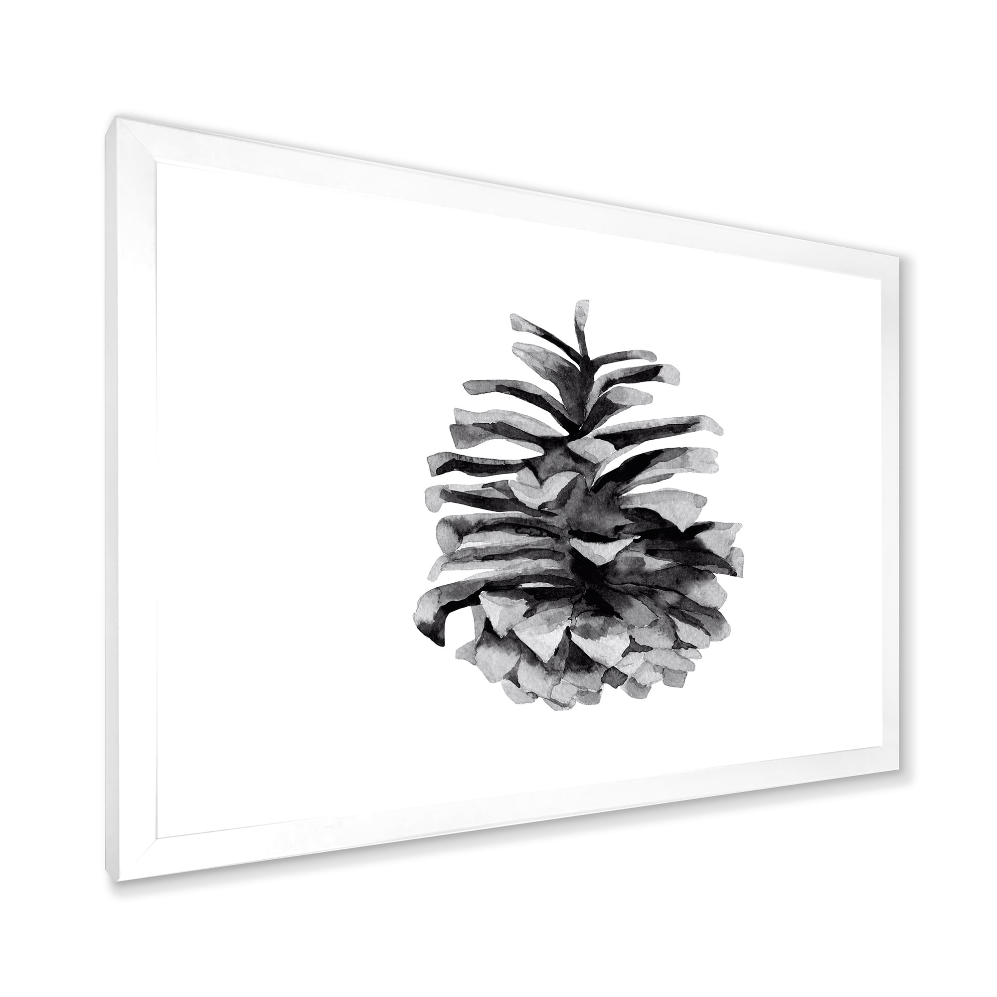 Designart 'Conifer Cone Black and White' Traditional Framed Art Print