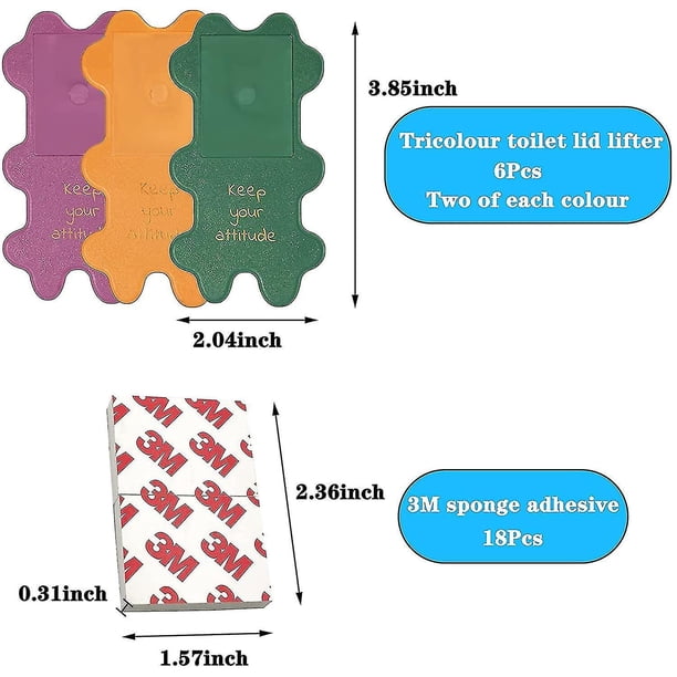 Levantador/soporte para tapa de inodoro de 6 piezas, manija para tapa de asiento, dispositivo para levantar tapa de asiento, elevador autoadhesivo para evitar tocar, para viajes, h