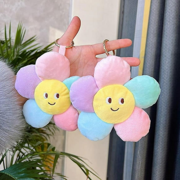 1pc Plush Keychains Cute Sun Flower Car Key Chain New Sunflower Plush Keychain