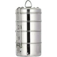 thumbnail image 1 of Stainless Steel Traditional Indian Lunch Box, Food Container,Indian Tiffin, Food storage container,Office Use (4 Tier_Design#-3 Lunch Box), 1 of 5