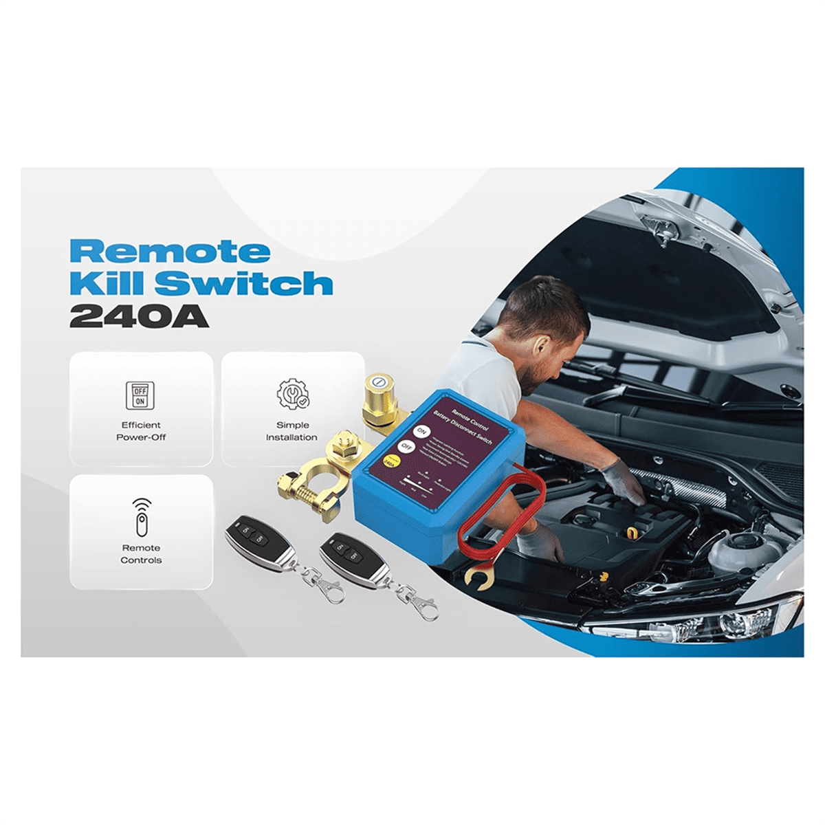 12V 240A Remote Battery Disconnect Switch Anti Marine RV ATV Boat Theft Automatic Cut Shut Switch for Auto Truck