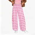 thumbnail image 3 of Iyufng Womens Checkered Print Wide Leg Pants Stretch Waistband with Pockets, 3 of 6