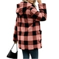 thumbnail image 6 of GaThRRgYP Plus Size Winter Coats for Women 4X-5X Women Winter Fashion Hooded Long Sleeved Plaid Double-sided Velvet Double Pocket Button Long Sleeved Warm Jacket, 6 of 7