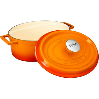 WISELADY Enameled Cast Iron Dutch Oven Bread Baking Pot with Lid 4QT Orange