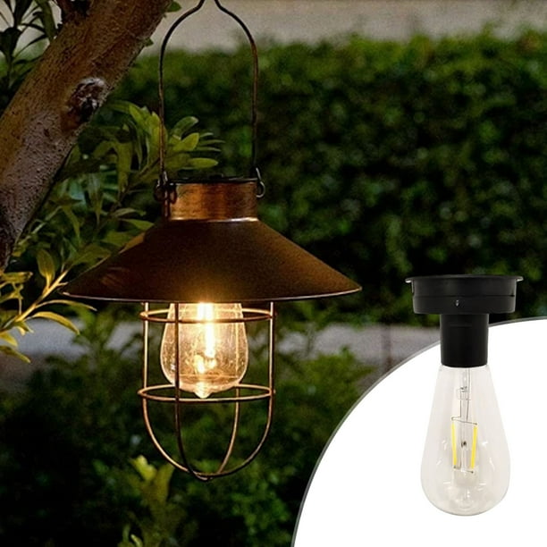 pstuiky Lámpara solar de tungsteno para exteriores, lámpara solar integrada, portalámparas universales