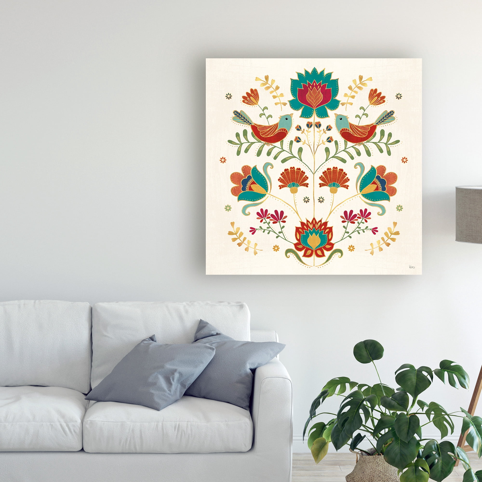 Trademark Fine Art 'Folk Floral 2' Canvas Art by Veronique Charron