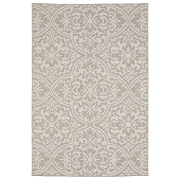 Oriental Weavers Portofino Area Rug 1831H Outdoor Grey Angled Rows 5' 3" x 7' 3" Rectangle