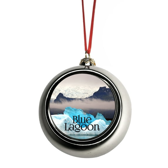 Iceland Ornament Iceland Christmas Ornament Blue Lagoon Spa - Ornament Christmas Décor Silver Ball Ornaments