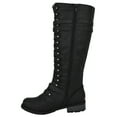 thumbnail image 3 of Wild Diva Lounge Women Knee High Combat Army Military Riding Lace Up Boots Timberly-65 Black 7.5, 3 of 4