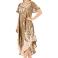 thumbnail image 3 of Sakkas Bree Long Embroidered Cap Sleeve Marbled Dress - Army Green - One Size Regular, 3 of 5
